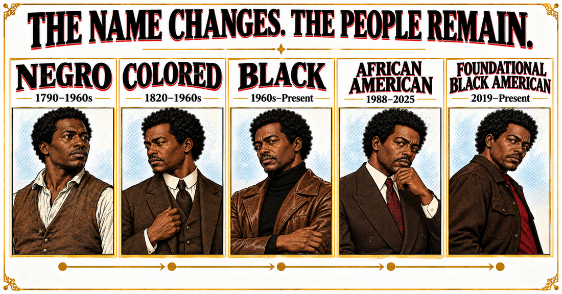 Timeline of bywords applied to Moors in America: Negro, Colored, Black, African American, and Foundational Black American